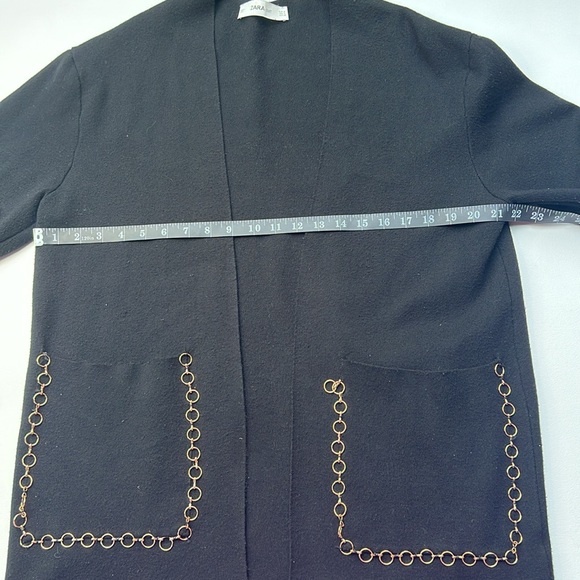 Zara Black Sheath Cardigan Long Sleeve gold ring edgy modern alternative quality - Picture 6 of 9